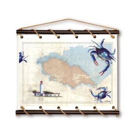 Toile tendue d'une carte marine peinte - Ile d'Yeu