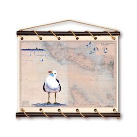 Toile tendue carte marine peinte - De l'île de Ré à l'île d'Oléron - avec marais salant
