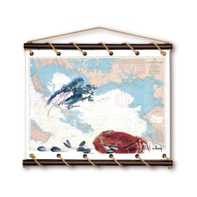 Toile tendue d'une carte marine peinte - Pénestin