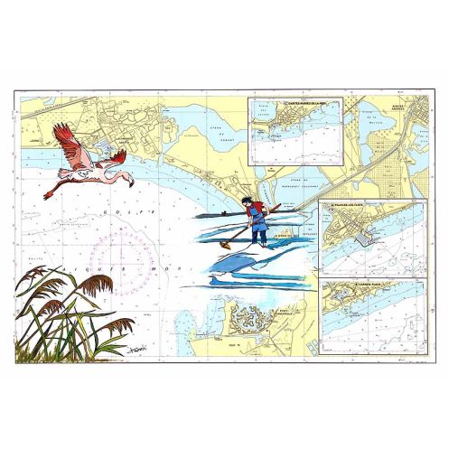 Carte marine peinte - Golfe d'Aigues Mortes