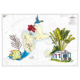 Carte marine peinte - Guadeloupe