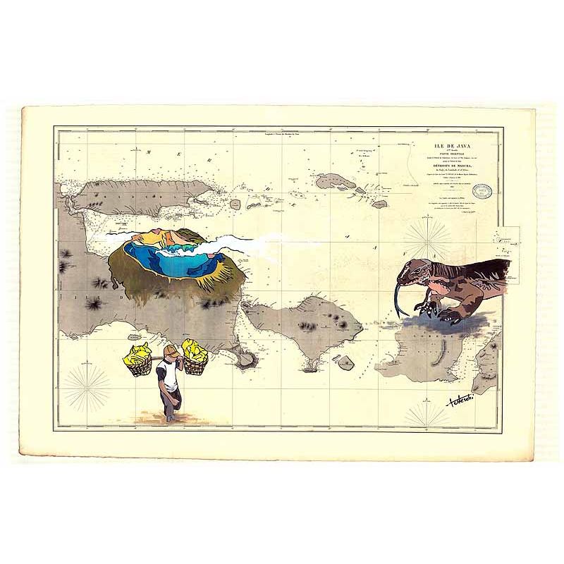 Carte marine peinte - Ile de Java