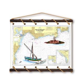 Toile tendue carte marine peinte - Abords de Saint Raphaël
