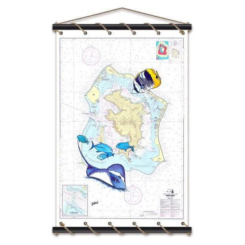 Toile tendue carte marine peinte - Bora Bora