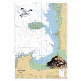 Carte marine peinte sur papier - Côte de Nacre