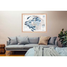 Carte marine peinte sur papier - Escadrille de pêche à Pornic