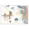 Carte marine peinte sur papier - Tours de la Rochelle