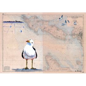 Carte marine peinte sur papier - Fleur de sel à Oléron