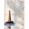 Carte marine peinte sur papier - Phare de Cordouan