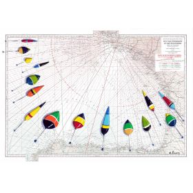 Carte marine peinte sur papier - Bouchons dans le Golfe de Gascogne