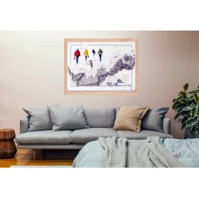 Carte marine peinte sur papier - Pêche à pied à Perros Guirec