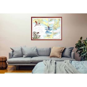 Carte marine peinte sur papier - Golfe d'Aigues Mortes