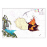 Carte marine peinte sur papier - Réunion de feu