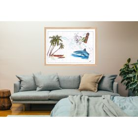 Carte marine peinte sur papier - Archipel des Tuamotu