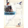 Carte marine peinte sur papier - Lundy island