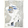 Carte marine peinte sur papier - Grand nord Arctique