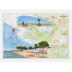 Carte marine peinte sur papier - Promenade à Noirmoutier