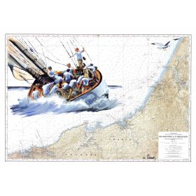 Toile sur chassis bois carte marine peinte - A la gite sur la côte Basque