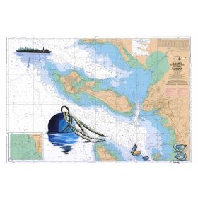 Toile sur chassis bois carte marine peinte - Bouée dans le Pertuis d'Antioche