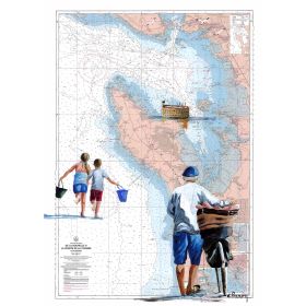 Toile sur chassis bois carte marine peinte - Direction Fort Boyard