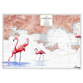 Toile sur chassis bois carte marine peinte - Îles d'Hyères à d'aujoud'hui