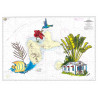 Toile sur chassis bois carte marine peinte - Guadeloupe