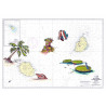 Toile sur chassis bois carte marine peinte - Iles de la Réunion