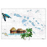 Toile sur chassis bois carte marine peinte - Rêves de Polynésie