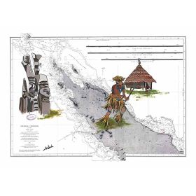Toile sur chassis bois carte marine peinte - Nord de la Nouvelle Calédonie
