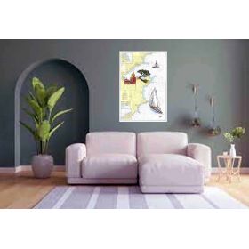 Toile sur chassis bois carte marine peinte - Régate à Saint Tropez
