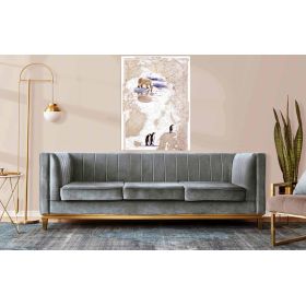 Toile sur chassis bois carte marine peinte - Grand nord Arctique