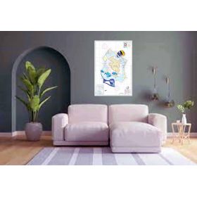 Toile sur chassis bois carte marine peinte - Plongée à Bora Bora