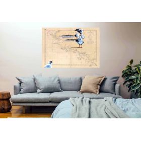 Toile sur chassis bois carte marine peinte - Côte sauvage