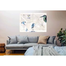 Toile sur chassis bois carte marine peinte - Escadrille charentaise
