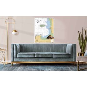 Toile sur chassis bois carte marine peinte - Côte de Nacre