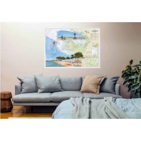 Toile sur chassis bois carte marine peinte - Promenade à Noirmoutier