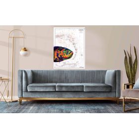 Toile sur chassis bois carte marine peinte - L'arc antillais