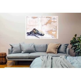 Toile sur chassis bois carte marine peinte - Gardien de la manche
