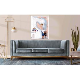 Toile sur chassis bois carte marine peinte - Direction Fort Boyard