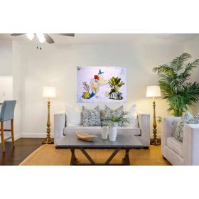 Toile sur chassis bois carte marine peinte - Guadeloupe