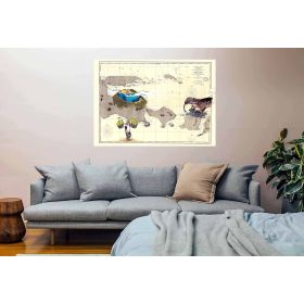 Toile sur chassis bois carte marine peinte - Ile de Java