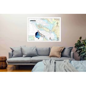 Toile sur chassis bois carte marine peinte - Bouée dans le Pertuis d'Antioche