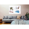 Toile sur chassis bois carte marine peinte - Archipel des Tuamotu
