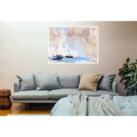 Toile sur chassis bois carte marine peinte - Echouage à la Rochelle