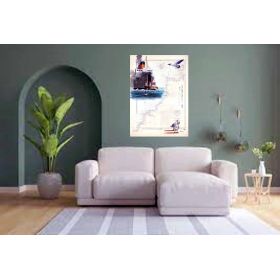 Toile sur chassis bois carte marine peinte - Lundy island