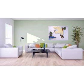 Toile sur chassis bois carte marine peinte - Bons baisers de Fort de France