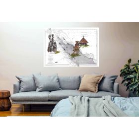 Toile sur chassis bois carte marine peinte - Nord de la Nouvelle Calédonie