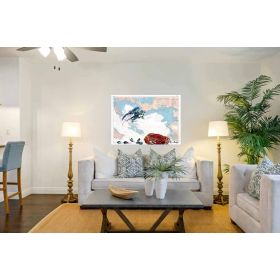 Toile sur chassis bois carte marine peinte - Coquillages et crustacés au Croisic