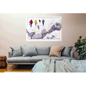 Toile sur chassis bois carte marine peinte - Pêche à pied à Perros Guirec