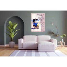 Toile sur chassis bois carte marine peinte - Visite du phare de Courdan